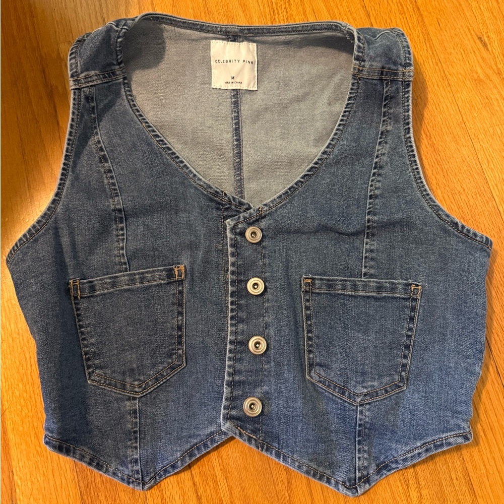 Country western denim vest top